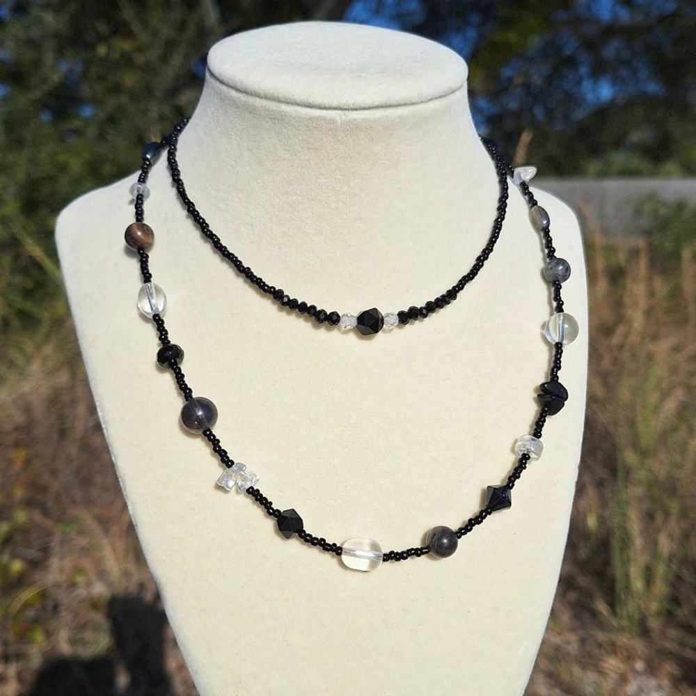 Mixed Gemstone & Vintage Glass Necklace  ~ Artisan Jewelry